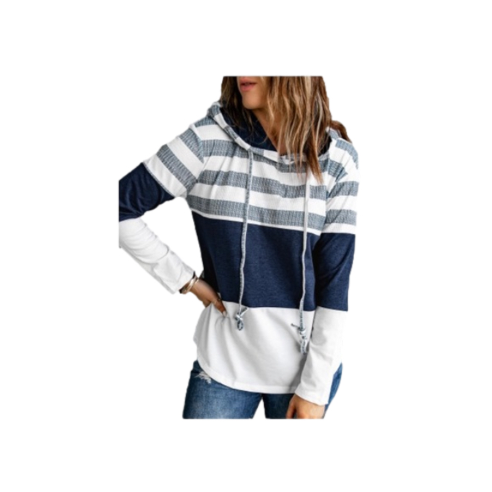 NWOT Blue and white pull over hoodie